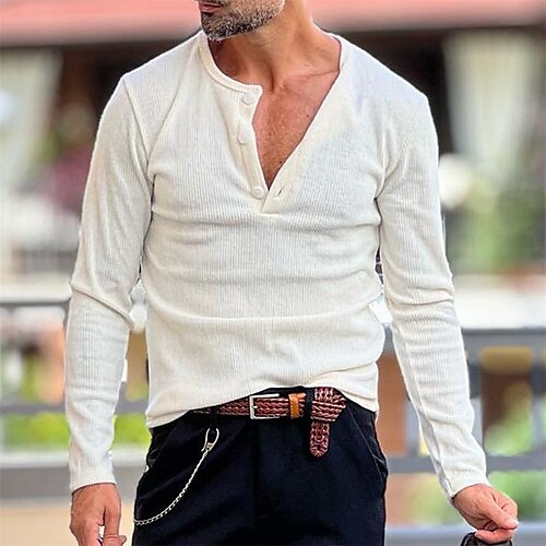 Men's T shirt Tee Solid Colored V Neck Beige Street Sports Long Sleeve Button-Down Clothing Apparel Fashion Designer Casual Comfortable
Men's T shirt Tee Solid Colored V Neck Beige Street Sports Long Sleeve Button-Down Clothing Apparel Fashion Designer Casual Comfortable
