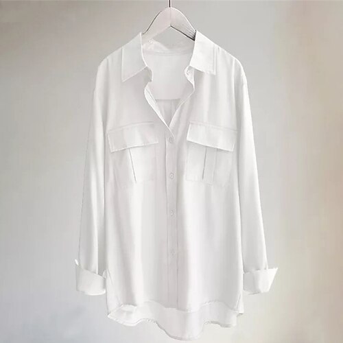 Women's Plus Size Tops Blouse Shirt Plain Button Pocket Long Sleeve Shirt Collar Streetwear Casual Daily Vacation Polyester Fall Winter White Black
Women's Plus Size Tops Blouse Shirt Plain Button Pocket Long Sleeve Shirt Collar Streetwear Casual Daily Vacation Polyester Fall Winter White Black