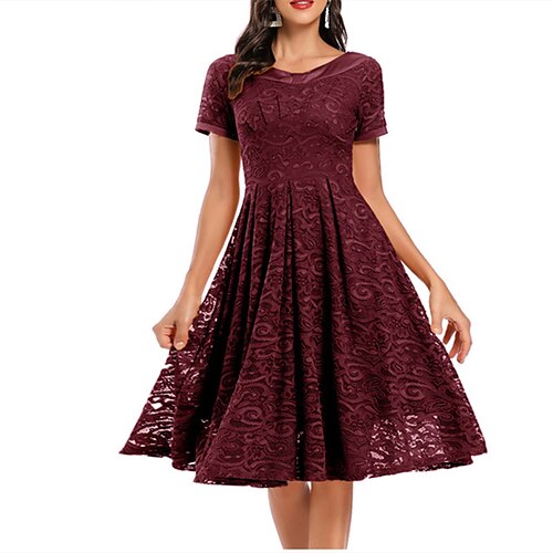 Women's Swing Dress Vintage Dress Knee Length Dress Wine Dark Blue Short Sleeve Pure Color Lace Patchwork Spring Summer Crew Neck Stylish 2022 S M L XL 2XL
Women's Swing Dress Vintage Dress Knee Length Dress Wine Dark Blue Short Sleeve Pure Color Lace Patchwork Spring Summer Crew Neck Stylish 2022 S M L XL 2XL