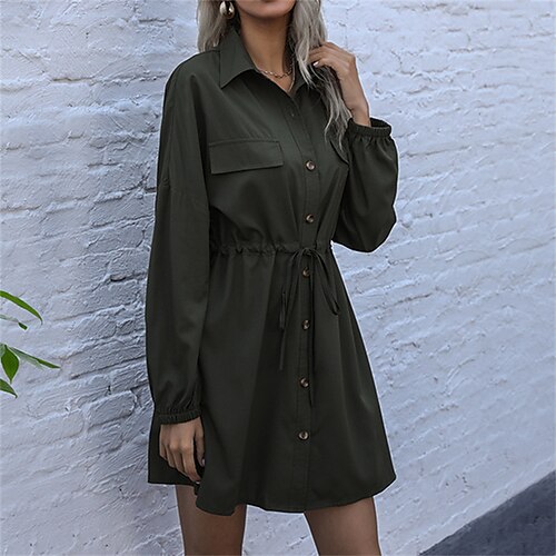 Women's Casual Dress Shirt Dress ArmyGreen Long Sleeve Pure Color Patchwork Winter Fall Autumn Shirt Collar Classic Winter Dress Fall Dress Loose Fit 2022 S M L XL
Women's Casual Dress Shirt Dress ArmyGreen Long Sleeve Pure Color Patchwork Winter Fall Autumn Shirt Collar Classic Winter Dress Fall Dress Loose Fit 2022 S M L XL
