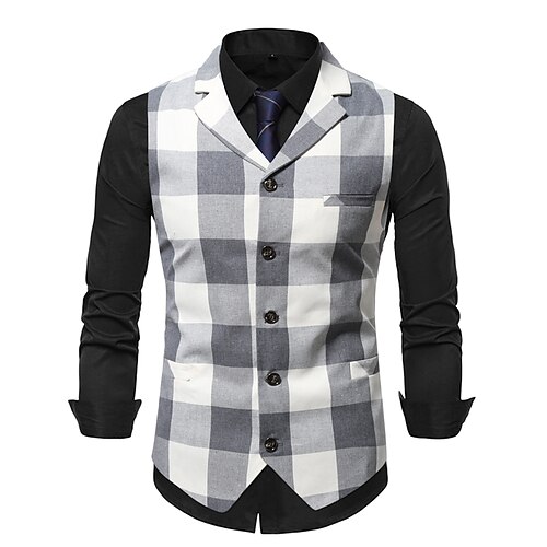 Men's Casual Vest Plaid Regular Fit Notch Single Breasted More-button Grey 2022
Men's Casual Vest Plaid Regular Fit Notch Single Breasted More-button Grey 2022