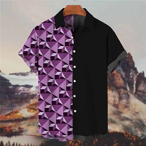 Men's Shirt Geometry Turndown Purple Short Sleeves 3D Print Outdoor Street Button-Down Print Tops Fashion Designer Casual Breathable / Summer / Spring / Summer
Men's Shirt Geometry Turndown Purple Short Sleeves 3D Print Outdoor Street Button-Down Print Tops Fashion Designer Casual Breathable / Summer / Spring / Summer