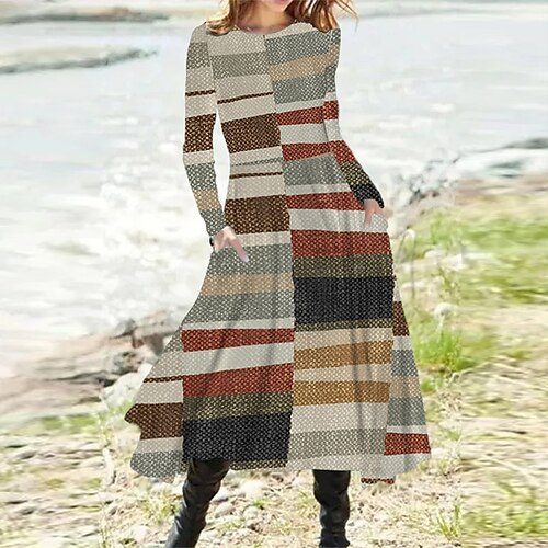 Women's Casual Dress Swing Dress Midi Dress Wine Gray Long Sleeve Geometric Pocket Winter Fall Autumn Winter Dress Fall Dress 2022 S M L XL XXL 3XL
Women's Casual Dress Swing Dress Midi Dress Wine Gray Long Sleeve Geometric Pocket Winter Fall Autumn Winter Dress Fall Dress 2022 S M L XL XXL 3XL