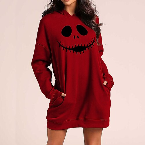 Women's Pullover Hoodie Dress Streetwear Long Pocket Print Black Red White Ghost Casual Hooded Long Sleeve S M L XL XXL 3XL
Women's Pullover Hoodie Dress Streetwear Long Pocket Print Black Red White Ghost Casual Hooded Long Sleeve S M L XL XXL 3XL