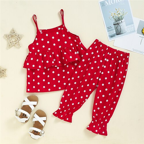 2 Pieces Kids Girls' Clothing Set Outfit Polka Dot Sleeveless Print Cotton Set Comfort Sweet Summer 3-6 Years Red
2 Pieces Kids Girls' Clothing Set Outfit Polka Dot Sleeveless Print Cotton Set Comfort Sweet Summer 3-6 Years Red