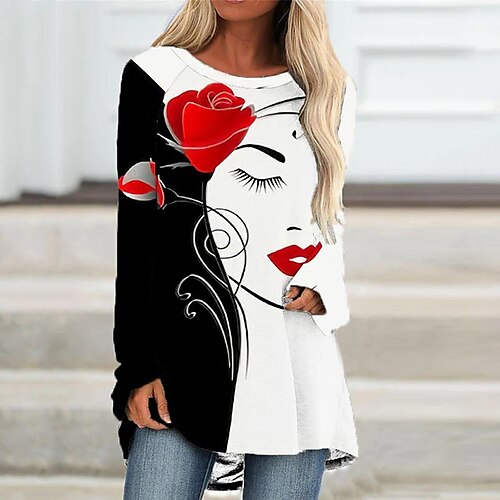 Women's Blouse Shirt Black Red Portrait Print Long Sleeve Daily Weekend Streetwear Casual Round Neck Long Portrait S / 3D Print
Women's Blouse Shirt Black Red Portrait Print Long Sleeve Daily Weekend Streetwear Casual Round Neck Long Portrait S / 3D Print