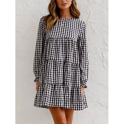Women's Casual Dress Shift Dress Short Mini Dress Black Long Sleeve Check Ruffle Print Fall Winter Crew Neck Fashion Casual Modern 2022 S M L XL
Women's Casual Dress Shift Dress Short Mini Dress Black Long Sleeve Check Ruffle Print Fall Winter Crew Neck Fashion Casual Modern 2022 S M L XL