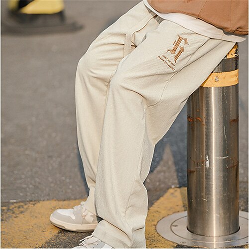 Men's Corduroy Pants Trousers Winter Pants Casual Pants Embroidered Drawstring Elastic Waist Letter Comfort Warm Casual Daily Streetwear Corduroy Sports Fashion Beige Black Micro-elastic / Elasticity
Men's Corduroy Pants Trousers Winter Pants Casual Pants Embroidered Drawstring Elastic Waist Letter Comfort Warm Casual Daily Streetwear Corduroy Sports Fashion Beige Black Micro-elastic / Elasticity