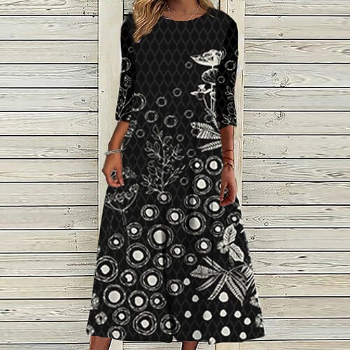 Women's Casual Dress Shift Dress Midi Dress Black 3/4 Length Sleeve Floral Ruched Print Fall Winter Round Neck Vacation Casual 2022 S M L XL XXL 3XL
Women's Casual Dress Shift Dress Midi Dress Black 3/4 Length Sleeve Floral Ruched Print Fall Winter Round Neck Vacation Casual 2022 S M L XL XXL 3XL