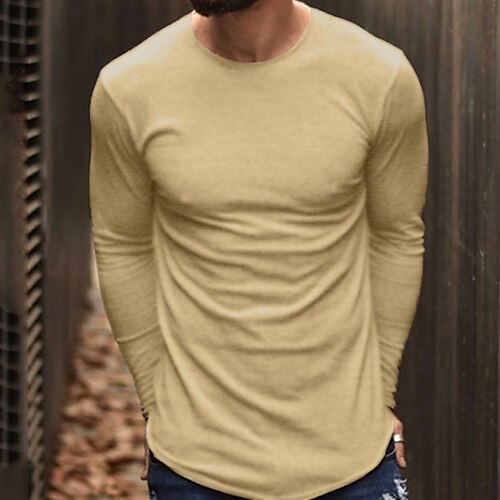 Men's T shirt Tee Solid Color Round Neck Khaki Street Holiday Long Sleeve Clothing Apparel Casual Comfortable / Spring
Men's T shirt Tee Solid Color Round Neck Khaki Street Holiday Long Sleeve Clothing Apparel Casual Comfortable / Spring