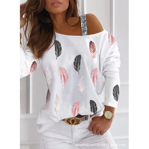 Women's Blouse Shirt Pink White Feather Print Long Sleeve Daily Weekend Streetwear Casual One Shoulder Regular S / 3D Print
Women's Blouse Shirt Pink White Feather Print Long Sleeve Daily Weekend Streetwear Casual One Shoulder Regular S / 3D Print