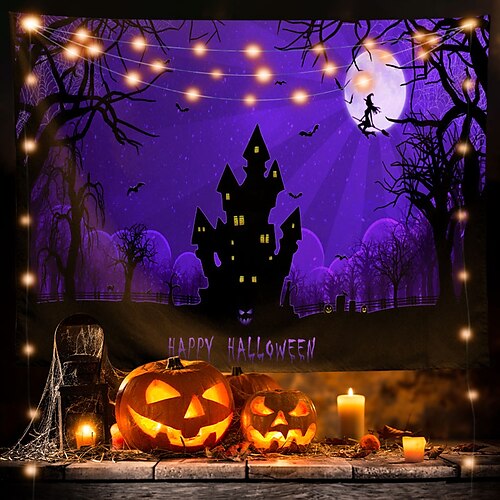 Halloween Party Wall Tapestry Art Decor Blanket Curtain Hanging Home Bedroom Living Room Decoration Polyester Ghost Pumpkin Graveyard Bat Witch(with LED String Lights)
Halloween Party Wall Tapestry Art Decor Blanket Curtain Hanging Home Bedroom Living Room Decoration Polyester Ghost Pumpkin Graveyard Bat Witch(with LED String Lights)