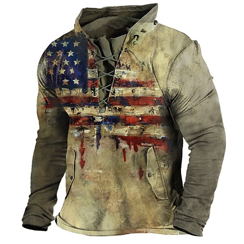 Men's Sweatshirt Pullover Denim Blue Blue Yellow Khaki Light gray Standing Collar Graphic Prints National Flag Lace up Pocket Sports & Outdoor Casual Daily 3D Print Basic Streetwear Designer Spring
Men's Sweatshirt Pullover Denim Blue Blue Yellow Khaki Light gray Standing Collar Graphic Prints National Flag Lace up Pocket Sports & Outdoor Casual Daily 3D Print Basic Streetwear Designer Spring