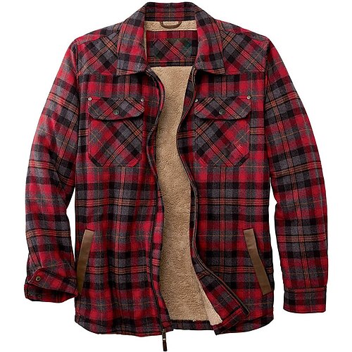Men's Winter Jacket Shirt Jacket Winter Coat Sherpa jacket Flannel Jacket Warm Casual Jacket Outerwear Plaid / Check Red
Men's Winter Jacket Shirt Jacket Winter Coat Sherpa jacket Flannel Jacket Warm Casual Jacket Outerwear Plaid / Check Red