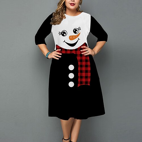 Women's Plus Size Christmas Work Dress Snowman Crew Neck 3/4 Length Sleeve Fall Winter Work Elegant Knee Length Dress Going out Dress
Women's Plus Size Christmas Work Dress Snowman Crew Neck 3/4 Length Sleeve Fall Winter Work Elegant Knee Length Dress Going out Dress