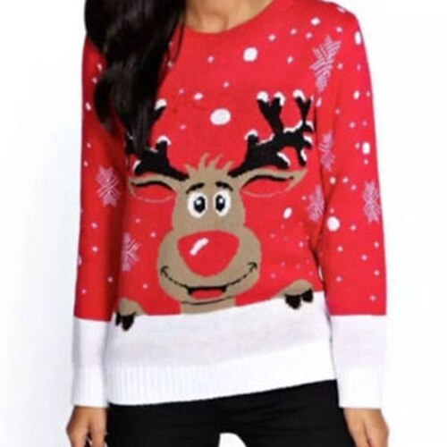 Women's Ugly Christmas Sweater Pullover Sweater Jumper Ribbed Knit Patchwork Knitted Animal Crew Neck Stylish Casual Christmas Holiday Winter Fall Black Red S M L / Long Sleeve / Regular Fit
Women's Ugly Christmas Sweater Pullover Sweater Jumper Ribbed Knit Patchwork Knitted Animal Crew Neck Stylish Casual Christmas Holiday Winter Fall Black Red S M L / Long Sleeve / Regular Fit
