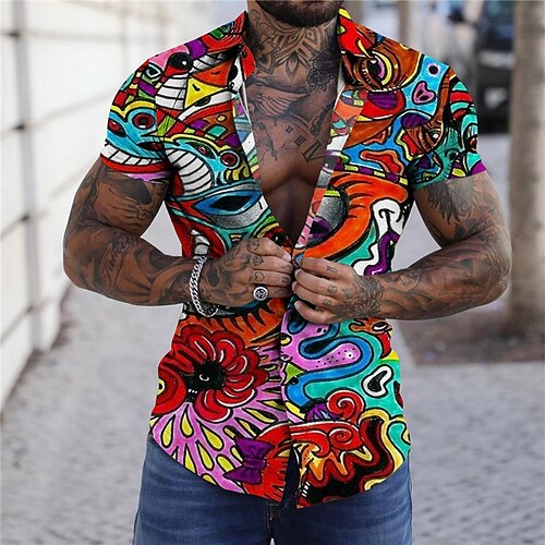 Men's Shirt Abstract Turndown Rainbow Short Sleeves 3D Print Outdoor Street Button-Down Print Tops Fashion Designer Casual Breathable / Summer / Spring / Summer
Men's Shirt Abstract Turndown Rainbow Short Sleeves 3D Print Outdoor Street Button-Down Print Tops Fashion Designer Casual Breathable / Summer / Spring / Summer