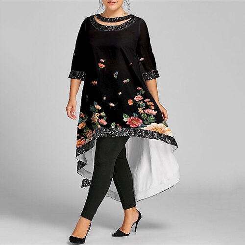Women's Plus Size Casual Dress Floral Boat Neck Half Sleeve Fall Winter Casual Maxi long Dress Vacation Going out Dress / 3D Print
Women's Plus Size Casual Dress Floral Boat Neck Half Sleeve Fall Winter Casual Maxi long Dress Vacation Going out Dress / 3D Print