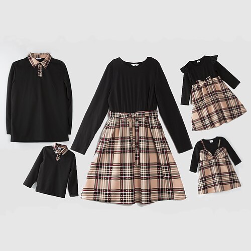 Famille Robes T-shirt Coton Plaid Plein Air Noir manche longue Tenues maman et moi du quotidien Tenues assorties
Famille Robes T-shirt Coton Plaid Plein Air Noir manche longue Tenues maman et moi du quotidien Tenues assorties