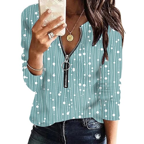 Women's Blouse Shirt Green Blue Red Polka Dot Striped Quarter Zip Print Long Sleeve Daily Weekend Streetwear Casual V Neck Regular S / 3D Print
Women's Blouse Shirt Green Blue Red Polka Dot Striped Quarter Zip Print Long Sleeve Daily Weekend Streetwear Casual V Neck Regular S / 3D Print