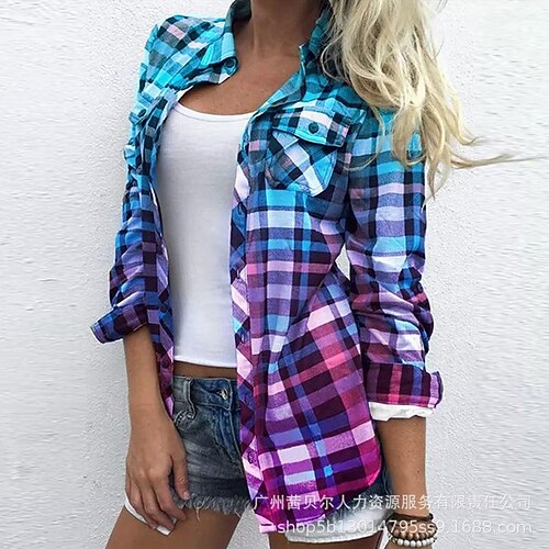 Foreign Trade Women's Clothing Hot Style 2022 European And American Women's Color Plaid Shirt
Foreign Trade Women's Clothing Hot Style 2022 European And American Women's Color Plaid Shirt