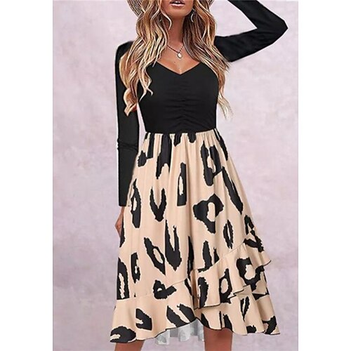 Femme manche longue Hiver Automne - Romantique Patchwork Imprimer Léopard Col V robe hiver Fin de semaine robe automne 2022 Noir S M L XL
Femme manche longue Hiver Automne - Romantique Patchwork Imprimer Léopard Col V robe hiver Fin de semaine robe automne 2022 Noir S M L XL
