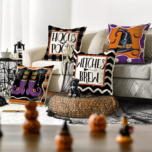 Halloween Double Side Cushion Cover 4PC Soft Decorative Square Cushion Case Pillowcase for Bedroom Livingroom Superior Quality Machine Washable Indoor Cushion for Sofa Couch Bed Chair Witch Bat
Halloween Double Side Cushion Cover 4PC Soft Decorative Square Cushion Case Pillowcase for Bedroom Livingroom Superior Quality Machine Washable Indoor Cushion for Sofa Couch Bed Chair Witch Bat