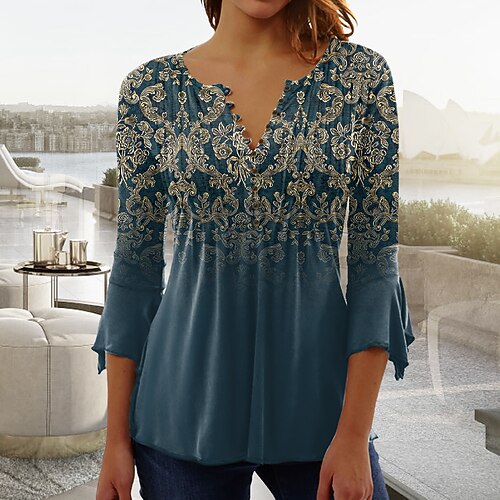 Damen Hemd Bluse T Shirt Blau Purpur Grün Blumen Taste Bedruckt 3/4 Ärmel Casual Wochenende Basic Rundhalsausschnitt Standard Blume Farbe S
Damen Hemd Bluse T Shirt Blau Purpur Grün Blumen Taste Bedruckt 3/4 Ärmel Casual Wochenende Basic Rundhalsausschnitt Standard Blume Farbe S