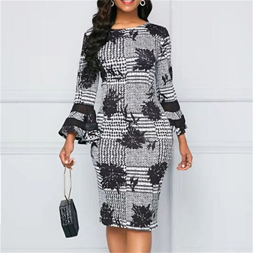Women's Sheath Dress Black Long Sleeve Print Winter Fall Autumn Crew Neck Modern Winter Dress Fall Dress 2022 S M L XL 2XL 3XL
Women's Sheath Dress Black Long Sleeve Print Winter Fall Autumn Crew Neck Modern Winter Dress Fall Dress 2022 S M L XL 2XL 3XL