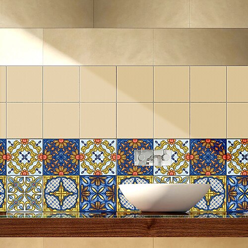 Azuleho Style Fashion Tile Stickers Waterproof Creative Kitchen Bathroom Living Room Shop Children's Room Office Wedding Bedroom Removable Self-adhesive Waterproof and Oil-proof Decorative Wall Sticke
Azuleho Style Fashion Tile Stickers Waterproof Creative Kitchen Bathroom Living Room Shop Children's Room Office Wedding Bedroom Removable Self-adhesive Waterproof and Oil-proof Decorative Wall Sticke