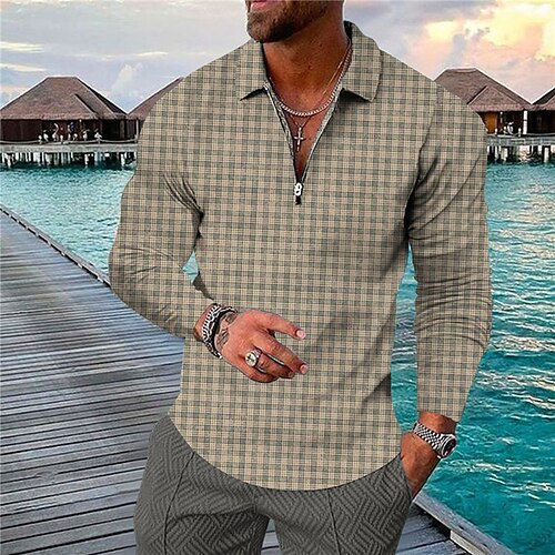 Men's Collar Polo Shirt Golf Shirt Plaid Turndown Blue Khaki Gray 3D Print Outdoor Street Long Sleeve Zipper Print Clothing Apparel Fashion Designer Casual Breathable
Men's Collar Polo Shirt Golf Shirt Plaid Turndown Blue Khaki Gray 3D Print Outdoor Street Long Sleeve Zipper Print Clothing Apparel Fashion Designer Casual Breathable