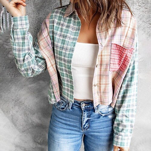 Women's Casual Jacket Warm Breathable Outdoor Daily Wear Vacation Going out Patchwork Pocket Single Breasted Turndown Comfortable Street Style Shacket Plaid Regular Fit Outerwear Long Sleeve Winter
Women's Casual Jacket Warm Breathable Outdoor Daily Wear Vacation Going out Patchwork Pocket Single Breasted Turndown Comfortable Street Style Shacket Plaid Regular Fit Outerwear Long Sleeve Winter