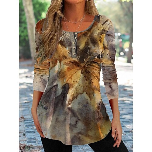 Women's Blouse Shirt Yellow Leaves Button Print Long Sleeve Daily Weekend Streetwear Casual Round Neck Long Floral S / 3D Print
Women's Blouse Shirt Yellow Leaves Button Print Long Sleeve Daily Weekend Streetwear Casual Round Neck Long Floral S / 3D Print
