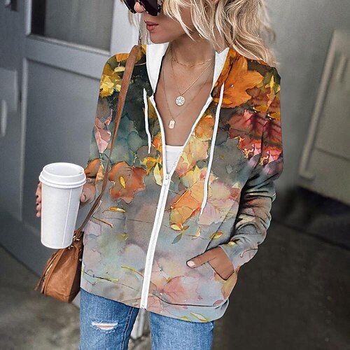 Women's Zip Hoodie Sweatshirt Pullover Active Streetwear Green Purple Yellow Floral Butterfly Sports Long Sleeve S M L XL XXL
Women's Zip Hoodie Sweatshirt Pullover Active Streetwear Green Purple Yellow Floral Butterfly Sports Long Sleeve S M L XL XXL