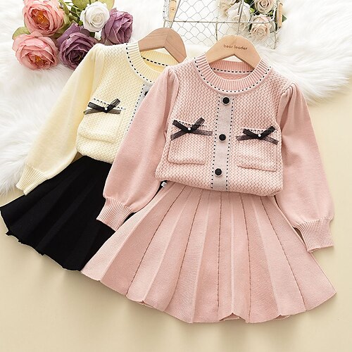 2 Pieces Kids Girls' SkirtSet Clothing Set Outfit Solid Color Long Sleeve Pleated Set Fashion Daily Winter Fall 2-6 Years Pink Beige
2 Pieces Kids Girls' SkirtSet Clothing Set Outfit Solid Color Long Sleeve Pleated Set Fashion Daily Winter Fall 2-6 Years Pink Beige