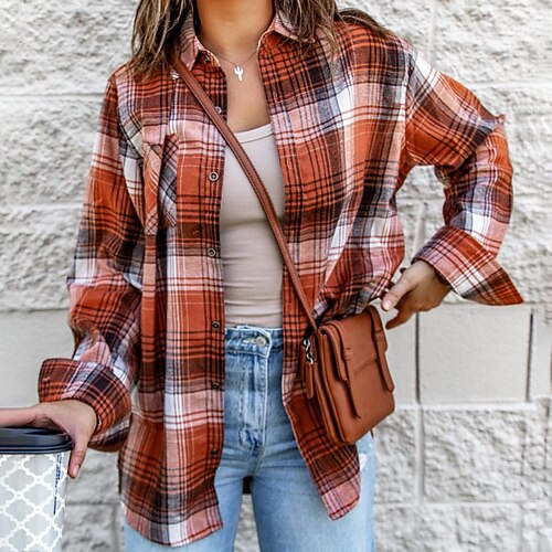 Women's Casual Jacket Warm Comfortable Street Holiday Daily Wear Vacation Pocket Single Breasted Turndown Active Comfortable Street Style Shacket Plaid Regular Fit Outerwear Long Sleeve Winter Fall
Women's Casual Jacket Warm Comfortable Street Holiday Daily Wear Vacation Pocket Single Breasted Turndown Active Comfortable Street Style Shacket Plaid Regular Fit Outerwear Long Sleeve Winter Fall