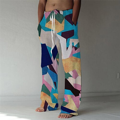 Men's Trousers Beach Pants Pocket Drawstring Elastic Waist Color Block Graphic Prints Comfort Breathable Casual Daily Holiday Streetwear Designer Blue / Elasticity
Men's Trousers Beach Pants Pocket Drawstring Elastic Waist Color Block Graphic Prints Comfort Breathable Casual Daily Holiday Streetwear Designer Blue / Elasticity