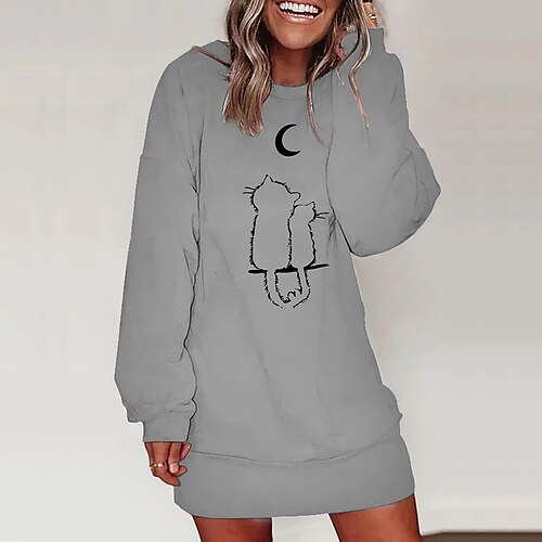 Women's Pullover Hoodie Dress Cat Moon Print Daily Sports Hot Stamping Active Streetwear Clothing Apparel Hoodies Sweatshirts White Blue
Women's Pullover Hoodie Dress Cat Moon Print Daily Sports Hot Stamping Active Streetwear Clothing Apparel Hoodies Sweatshirts White Blue
