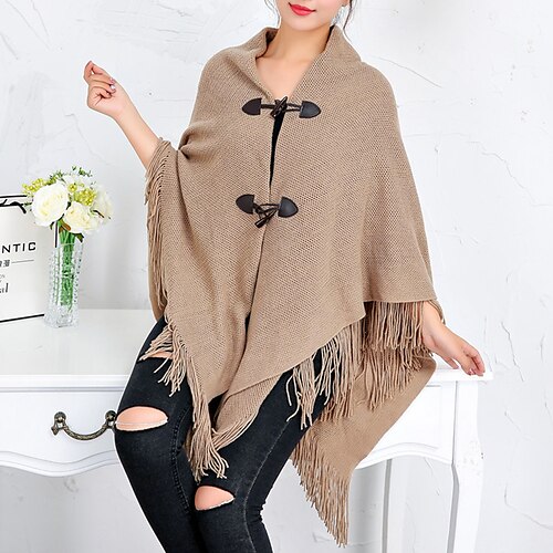 Women's Wrap Cape Elegant Casual Daily 3/4 Length Sleeve Polyester Wedding Wraps With Tassel For Wedding Spring
Women's Wrap Cape Elegant Casual Daily 3/4 Length Sleeve Polyester Wedding Wraps With Tassel For Wedding Spring
