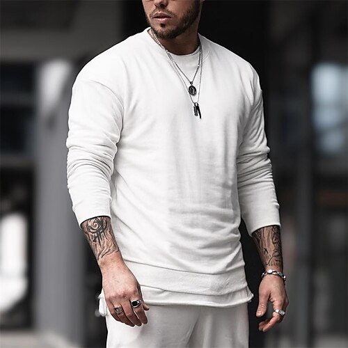 Men's T shirt Tee Solid Color Crew Neck White Long Sleeve Street Daily Tops Fashion Designer Casual Comfortable / Sports
Men's T shirt Tee Solid Color Crew Neck White Long Sleeve Street Daily Tops Fashion Designer Casual Comfortable / Sports