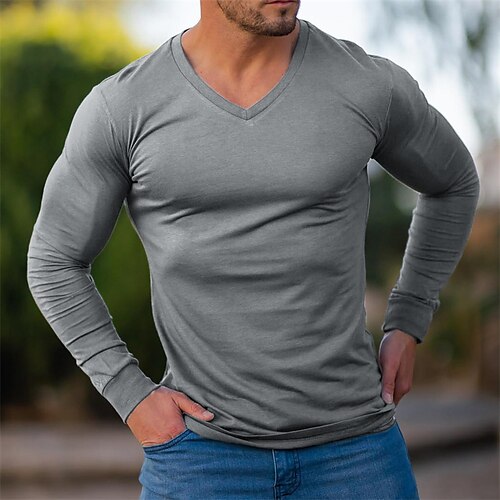 Men's T shirt Tee Solid Color V Neck Gray Street Sports Long Sleeve Clothing Apparel Fashion Designer Casual Comfortable
Men's T shirt Tee Solid Color V Neck Gray Street Sports Long Sleeve Clothing Apparel Fashion Designer Casual Comfortable