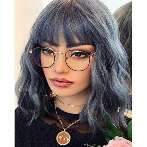 Synthetic Wig Natural Wave With Bangs Machine Made Wig 12 inch Synthetic Hair Women's Adjustable Color GradientHigh Quality Blue
Synthetic Wig Natural Wave With Bangs Machine Made Wig 12 inch Synthetic Hair Women's Adjustable Color GradientHigh Quality Blue
