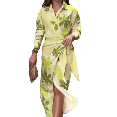 Women's Shirt Dress Sheath Dress Maxi long Dress Yellow Long Sleeve Floral Pocket Print Fall Winter Shirt Collar Casual 2022 S M L XL 2XL
Women's Shirt Dress Sheath Dress Maxi long Dress Yellow Long Sleeve Floral Pocket Print Fall Winter Shirt Collar Casual 2022 S M L XL 2XL
