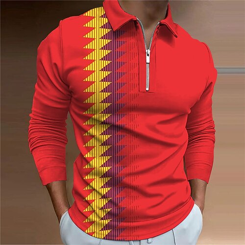 Men's Collar Polo Shirt Golf Shirt Geometry Turndown Red 3D Print Outdoor Street Long Sleeve Zipper Print Clothing Apparel Fashion Designer Casual Breathable
Men's Collar Polo Shirt Golf Shirt Geometry Turndown Red 3D Print Outdoor Street Long Sleeve Zipper Print Clothing Apparel Fashion Designer Casual Breathable