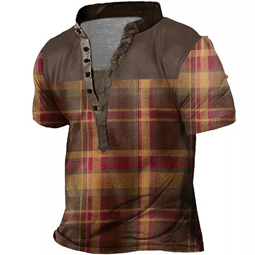 Men's T shirt Tee Henley Shirt Tee Graphic Lattice Tartan Stand Collar Brown Short Sleeve 3D Print Plus Size Outdoor Daily Button-Down Print Tops Basic Designer Casual Big and Tall / Summer / Summer
Men's T shirt Tee Henley Shirt Tee Graphic Lattice Tartan Stand Collar Brown Short Sleeve 3D Print Plus Size Outdoor Daily Button-Down Print Tops Basic Designer Casual Big and Tall / Summer / Summer