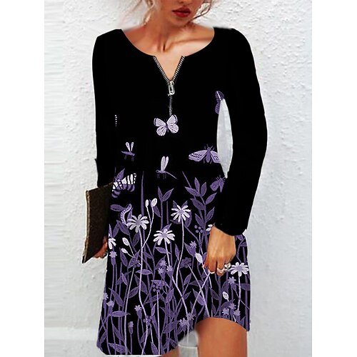 Women's Casual Dress Blue Purple Yellow Long Sleeve Floral Zipper Fall Crew Neck Modern Winter Dress Fall Dress 2022 S M L XL 2XL 3XL 4XL 5XL 6XL
Women's Casual Dress Blue Purple Yellow Long Sleeve Floral Zipper Fall Crew Neck Modern Winter Dress Fall Dress 2022 S M L XL 2XL 3XL 4XL 5XL 6XL