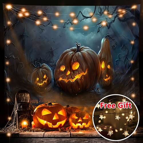 Halloween Party Wall Tapestry Art Decor Blanket Curtain Hanging Home Bedroom Living Room Decoration Polyester Ghost Pumpkin Graveyard Bat Witch(with LED String Lights)
Halloween Party Wall Tapestry Art Decor Blanket Curtain Hanging Home Bedroom Living Room Decoration Polyester Ghost Pumpkin Graveyard Bat Witch(with LED String Lights)
