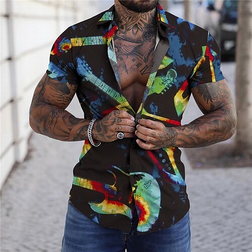 Men's Shirt Guitar Turndown Blue Short Sleeves 3D Print Outdoor Street Button-Down Print Tops Fashion Designer Casual Breathable / Summer / Spring / Summer
Men's Shirt Guitar Turndown Blue Short Sleeves 3D Print Outdoor Street Button-Down Print Tops Fashion Designer Casual Breathable / Summer / Spring / Summer