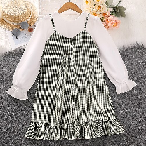 Kids Little Girls' Dress Plaid A Line Dress Daily Print White Midi Long Sleeve Cute Dresses Spring Fall Slim 4-12 Years
Kids Little Girls' Dress Plaid A Line Dress Daily Print White Midi Long Sleeve Cute Dresses Spring Fall Slim 4-12 Years