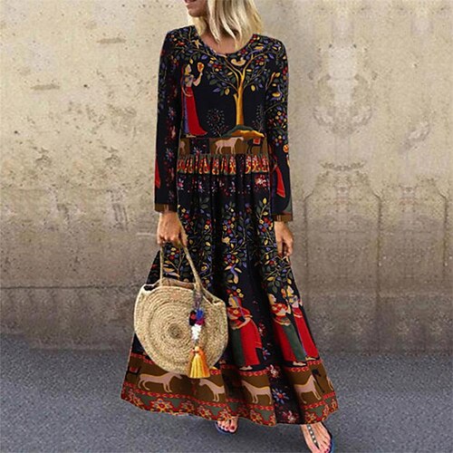 Women's Casual Dress Shift Dress Maxi long Dress Black Long Sleeve Print Print Fall Winter Crew Neck Fashion Casual 2022 S M L XL 2XL 3XL 4XL 5XL
Women's Casual Dress Shift Dress Maxi long Dress Black Long Sleeve Print Print Fall Winter Crew Neck Fashion Casual 2022 S M L XL 2XL 3XL 4XL 5XL
